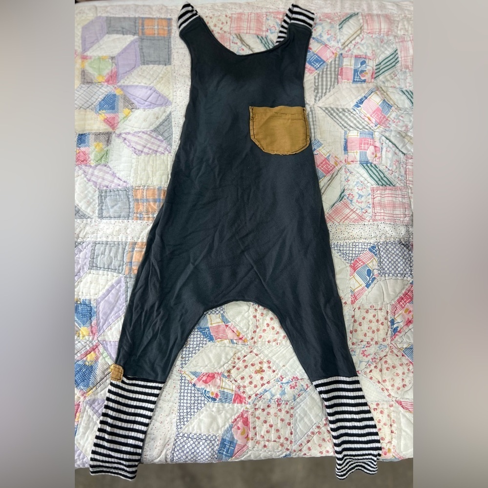 Toddler One Piece Jumper Adjustable Tied Starps Elastic Back Side Unisex